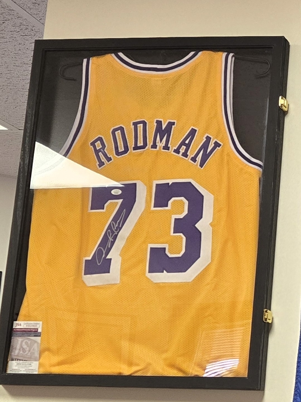 Certified Autographed Basketball Jersey - LA Lakers #73 Dennis Rodman